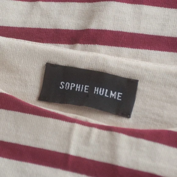 Sophie Hulme Burgundy Stripe Nautical Breton Top - Picture 3 of 10